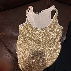Express Gold Sequin Tank Top